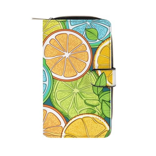 ducanll Damen-Geldbörse mit mehreren Kartenfächern und Handyfach, Mehrfarbige Zitrone, 19.7cm length, 11cm width, 3.5cm thickness von ducanll
