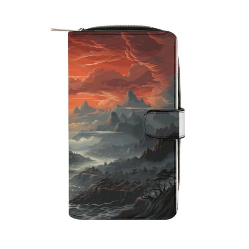 ducanll Damen-Geldbörse mit mehreren Kartenfächern und Handyfach, Mountain Lines Twilight, 19.7cm length, 11cm width, 3.5cm thickness von ducanll