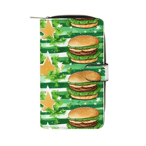 ducanll Damen-Geldbörse mit mehreren Kartenfächern und Handyfach, Nahtloser Burger, 19.7cm length, 11cm width, 3.5cm thickness von ducanll