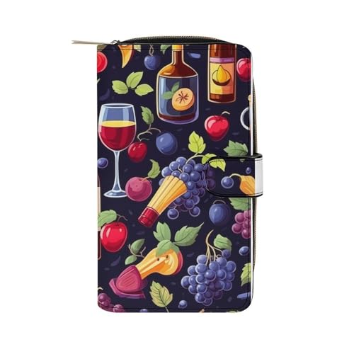 ducanll Damen-Geldbörse mit mehreren Kartenfächern und Handyfach, Nahtloses Design in Weintraube, 19.7cm length, 11cm width, 3.5cm thickness von ducanll