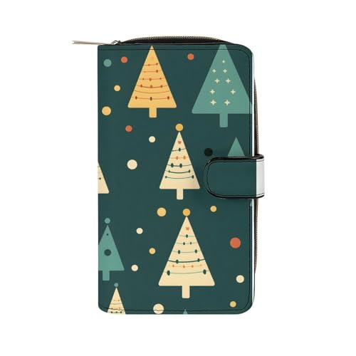 ducanll Damen-Geldbörse mit mehreren Kartenfächern und Handyfach, Nahtloses Weihnachtsbaum-Muster, 19.7cm length, 11cm width, 3.5cm thickness von ducanll