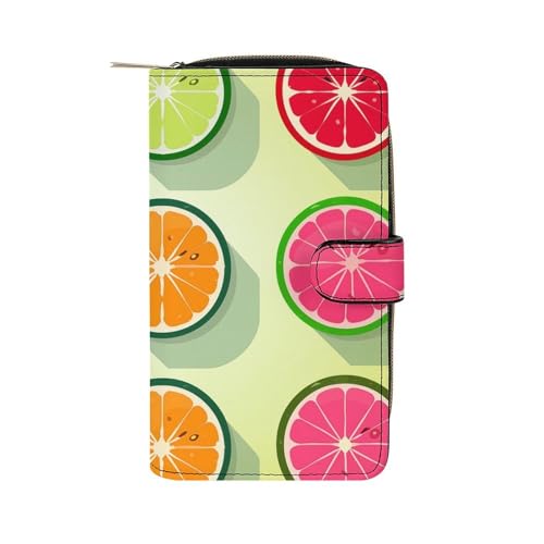 ducanll Damen-Geldbörse mit mehreren Kartenfächern und Handyfach, Nahtloses Zitronenmuster, 19.7cm length, 11cm width, 3.5cm thickness von ducanll