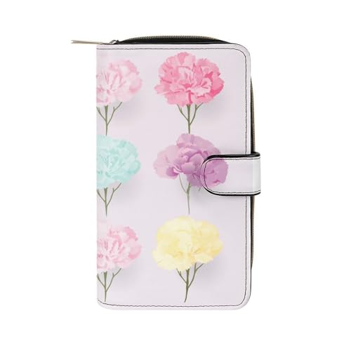 ducanll Damen-Geldbörse mit mehreren Kartenfächern und Handyfach, Nelken-Blume, 19.7cm length, 11cm width, 3.5cm thickness von ducanll