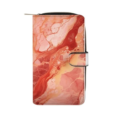 ducanll Damen-Geldbörse mit mehreren Kartenfächern und Handyfach, Rotes Marmor-Textur-Blumenmuster, 19.7cm length, 11cm width, 3.5cm thickness von ducanll