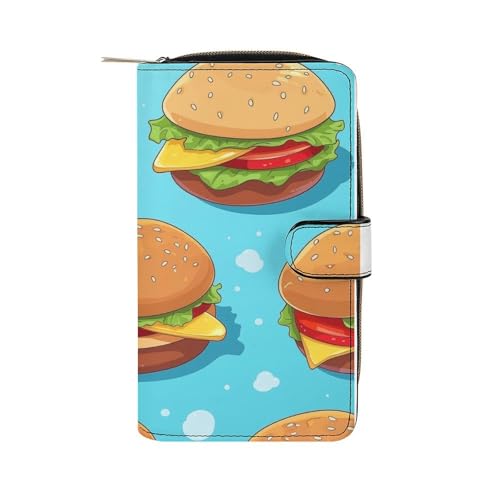 ducanll Damen-Geldbörse mit mehreren Kartenfächern und Handyfach, Schlichtes Burger-Muster, 19.7cm length, 11cm width, 3.5cm thickness von ducanll