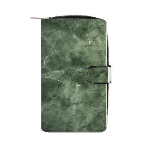 ducanll Damen-Geldbörse mit mehreren Kartenfächern und Handyfach, Smaragdgrüne Marmorstruktur, 19.7cm length, 11cm width, 3.5cm thickness von ducanll