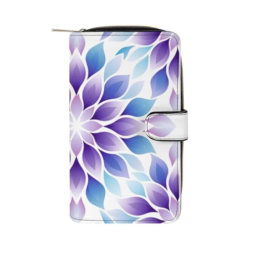 ducanll Damen-Geldbörse mit mehreren Kartenfächern und Handyfach, Violettes abstraktes Blumenmuster, 19.7cm length, 11cm width, 3.5cm thickness von ducanll