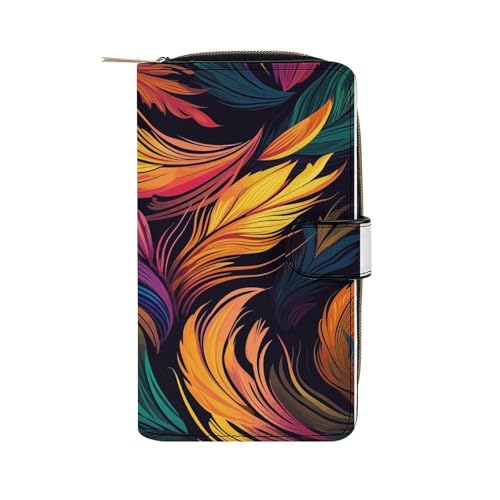 ducanll Damen-Geldbörse mit mehreren Kartenfächern und Handyfach, Wellenstreifenmuster, 19.7cm length, 11cm width, 3.5cm thickness von ducanll