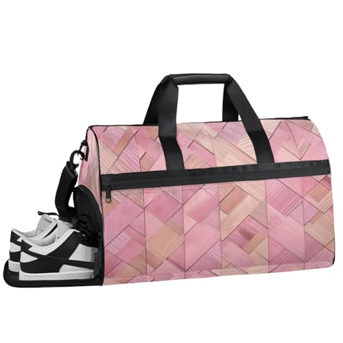 ducanll Sporttasche mit Holzstruktur, wasserdicht, symmetrisches Muster, Reisetasche, Wochenendtasche für Damen und Herren, mit Schuhfach, Symmetrisches Muster, 19.7 x 13.8 x 9.9 in von ducanll