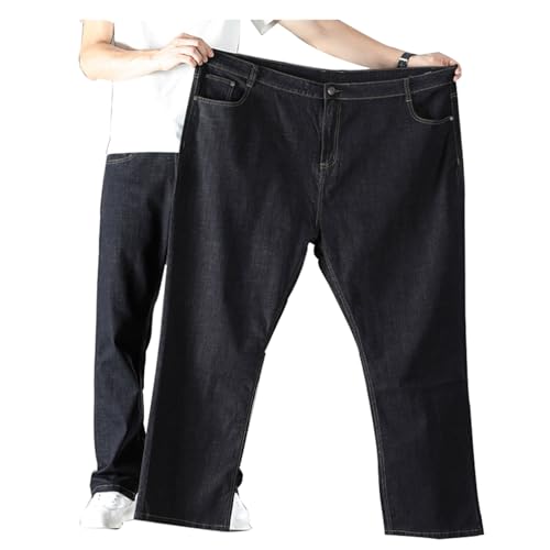 Übergröße Jeanshose(Innerhalb 190kg) - Herren Baggy Jeans Dehnbare Loose Fit-Jeans Hose Männer Hohe Taille Stretch Straight Jeans Hose Stonewashed Denim Lange Jeanshose Freizeithose (B,50) von duhapy