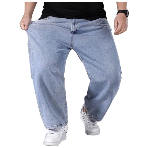 Übergröße Jeanshose - Herren Baggy Jeans Dehnbare Loose Fit-Jeans Hose Männer Hohe Taille Stretch Straight Jeans Hose Stonewashed Denim Lange Jeanshose Freizeithose Jogginghose Cargohosen (D,8XL) von duhapy