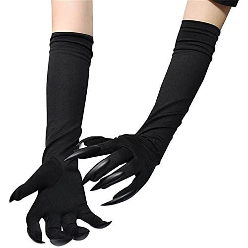 duhe189014 1 Paar Premium Halloween Fingernägel Handschuhe, Halloween Lange Nägel Pfote Handschuhe Cosplay Zubehör für Festival Party, Teufel Geist Rollenspiel Dress Up Handschuhe Krallen, passt für von duhe189014