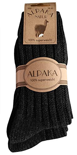 dunaro 2 Paar Alpaka Socken Wollsocken besonders kuschelig warm für Damen Herren (2 Paar / 39-42 Anthrazit) von dunaro