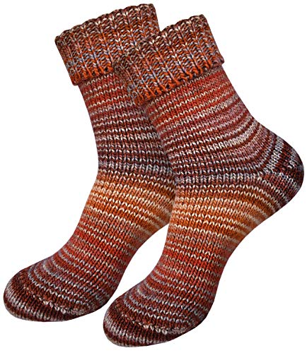 dunaro 2 Paar gestrickte Norweger-Socken Wollsocken Wintersocken kuschelig warm Damen Herren (2 Paar / 39-42 Kastanie) von dunaro