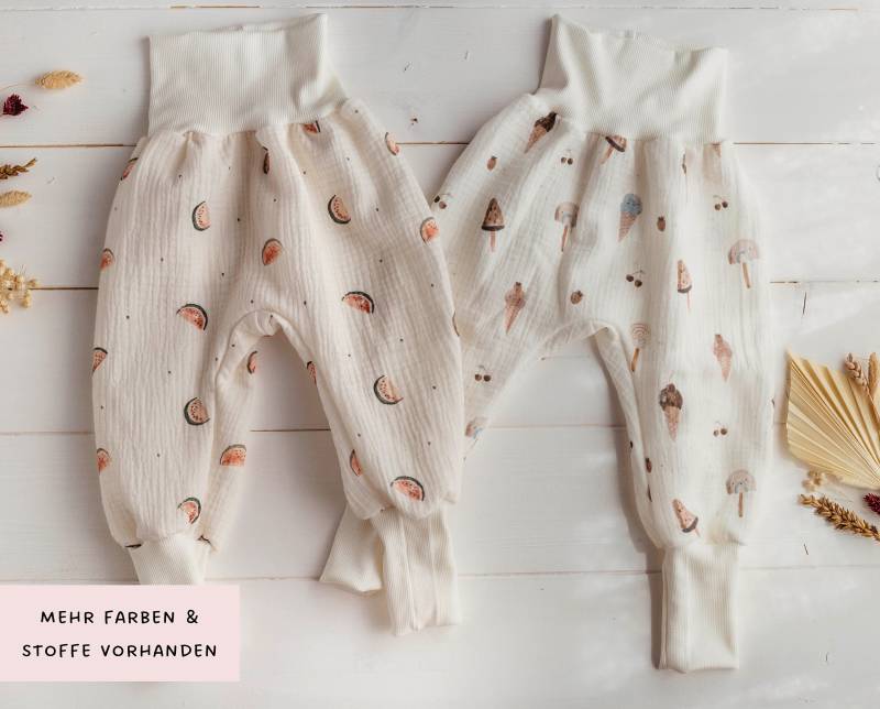 Musselin Pumphose Babyhose Musselinhose Baby Kind Kleinkind Junge Mädchen Sommer Zitrone Wassermelone Eiscreme Zitronen Regenbogen Teddy von dunicheri