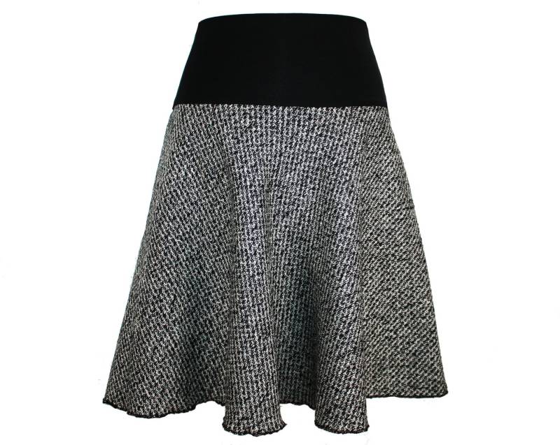 dunkle design A-Linien-Rock Boucle Schwarz Rot Hahnentritt Salz Pfeffer elastischer Bund von dunkle design