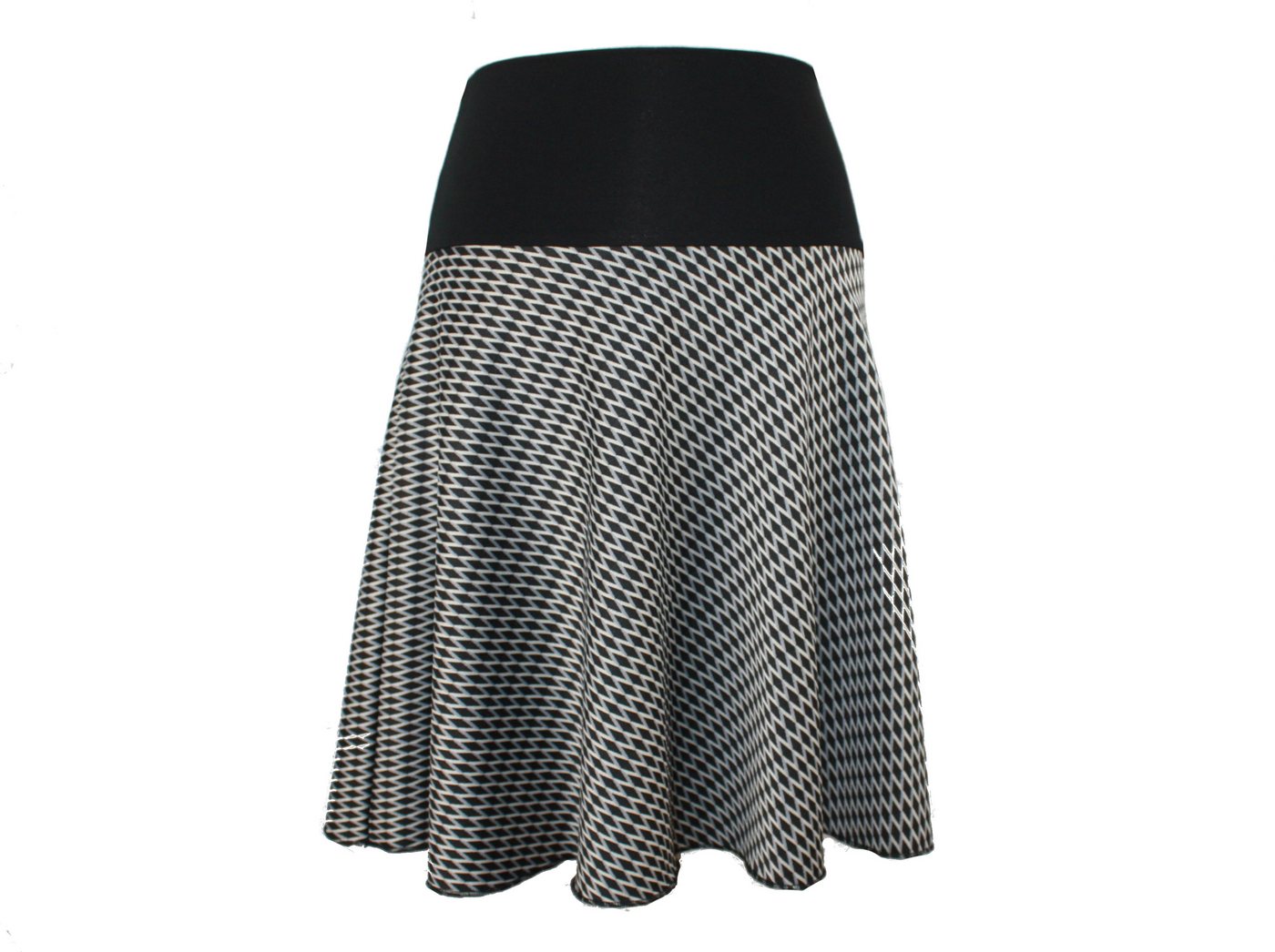 dunkle design A-Linien-Rock Jacquard Strickjersey Lila Rosa Schwarz 57cm elastischer Bund von dunkle design