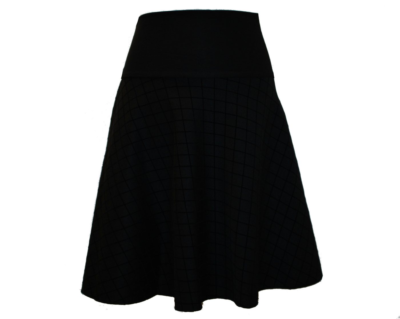 dunkle design A-Linien-Rock Scuba Schwarz Karo Flockprint elastisch von dunkle design