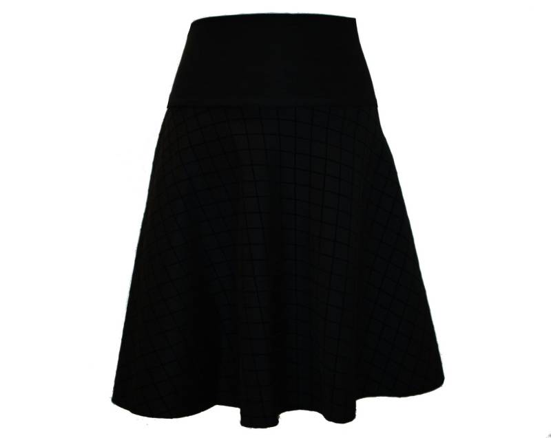 dunkle design A-Linien-Rock Scuba Schwarz Karo Flockprint elastisch von dunkle design