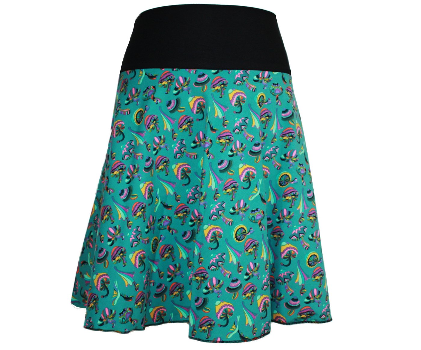 dunkle design A-Linien-Rock Sommer Sweat Schwarz Rot Pink Bunt 57cm elastischer Bund von dunkle design