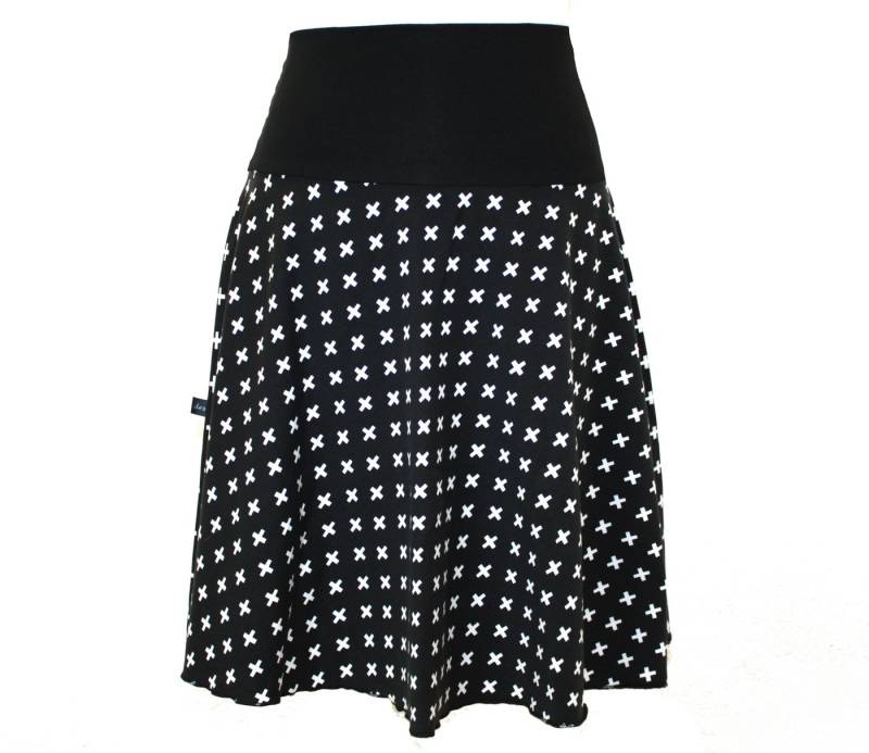 dunkle design A-Linien-Rock Sommer Sweat Schwarz Rot Pink Bunt 57cm elastischer Bund von dunkle design