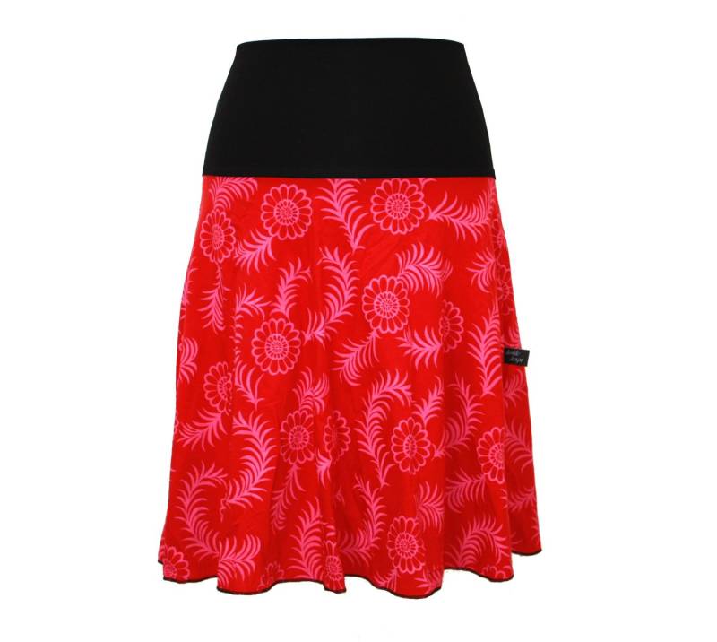 dunkle design A-Linien-Rock Sommer Sweat Schwarz Rot Pink Bunt 57cm elastischer Bund von dunkle design