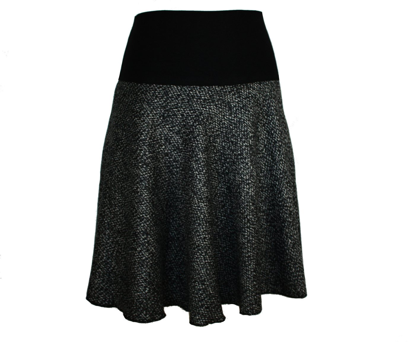 dunkle design A-Linien-Rock Wolltuch Weinrot Schwarz Lila Salz-Pfeffer 57cm elastischer Bund von dunkle design