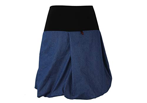 dunkle design Damen Ballonrock Jeansrock Jeans Farbe Midi oder Knielang nach Wahl (Mittelblau, XL 44) von dunkle design