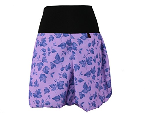 dunkle design Damen Rock A-Linie Ballonrock Nadelstreifen Blumen (as3, Numeric, Numeric_44, Regular, Regular, Lila Blau Blätter) von dunkle design