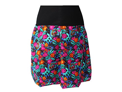 dunkle design Damen Rock A-Linie Ballonrock Sommer Georgette (L 42/44, Grün Bunt Blumen) von dunkle design