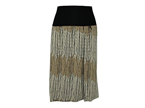 dunkle design Damen Rock Midi Ballonrock Kostümstoff (L 42/44, Schwarz Beige Punkte) von dunkle design