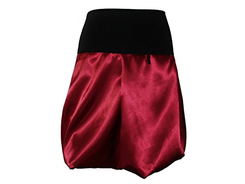 dunkle design Damen Satin Ballonrock viele Farben in Midi (52cm Weinrot Schwarz, M 40/42) von dunkle design