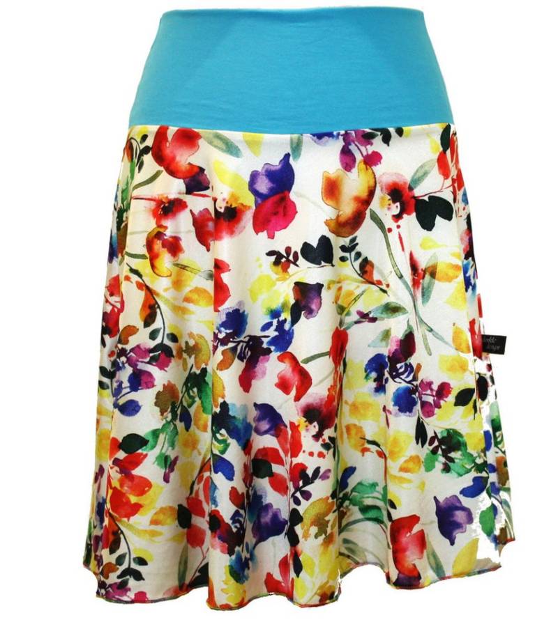 dunkle design Jerseyrock A-Linie Sommerrock Weiß Bunt Luftig elastischer Bund von dunkle design