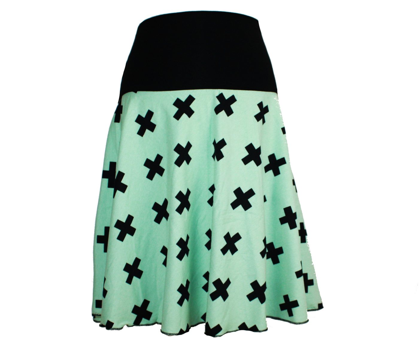 dunkle design Jerseyrock Baumwolle Grau Braun Mint Bunt 57cm elastischer Bund von dunkle design