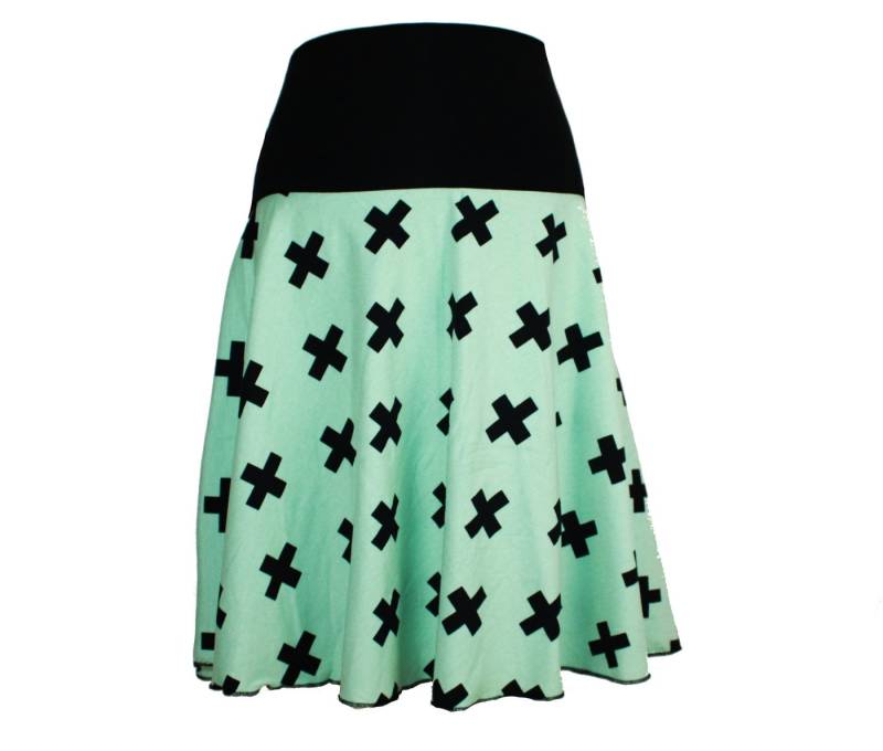 dunkle design Jerseyrock Baumwolle Grau Braun Mint Bunt 57cm elastischer Bund von dunkle design