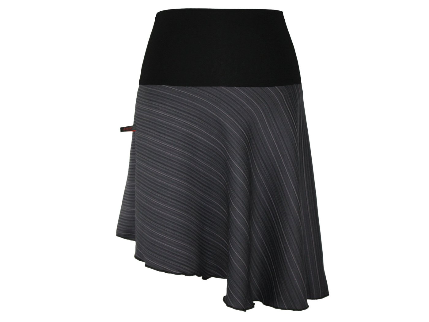 dunkle design Minirock Asymmetrisch Grau Schwarz Streifen Jerseybund von dunkle design