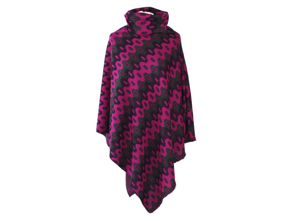 dunkle design Poncho Poncho mit Kragen Lila Grün Retro von dunkle design