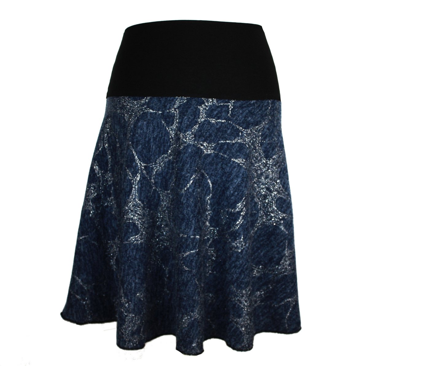 dunkle design Strickrock Schwarz Grau Blau Silber 57cm elastischer Bund von dunkle design