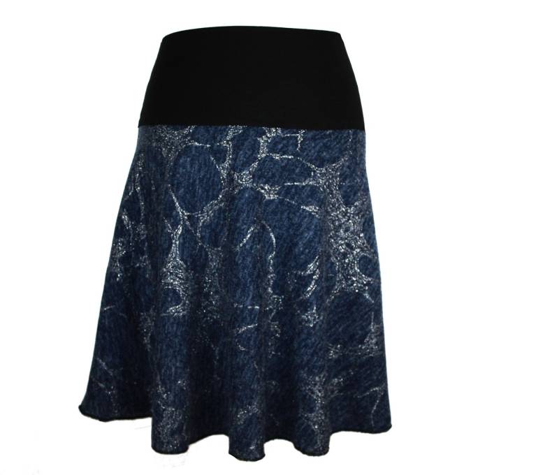 dunkle design Strickrock Schwarz Grau Blau Silber 57cm elastischer Bund von dunkle design