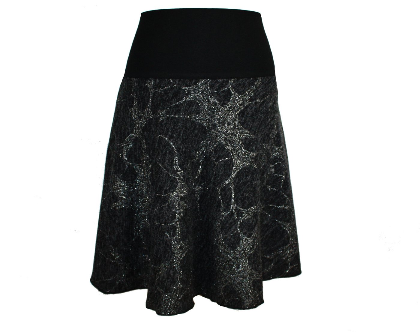 dunkle design Strickrock Schwarz Grau Blau Silber 57cm elastischer Bund von dunkle design