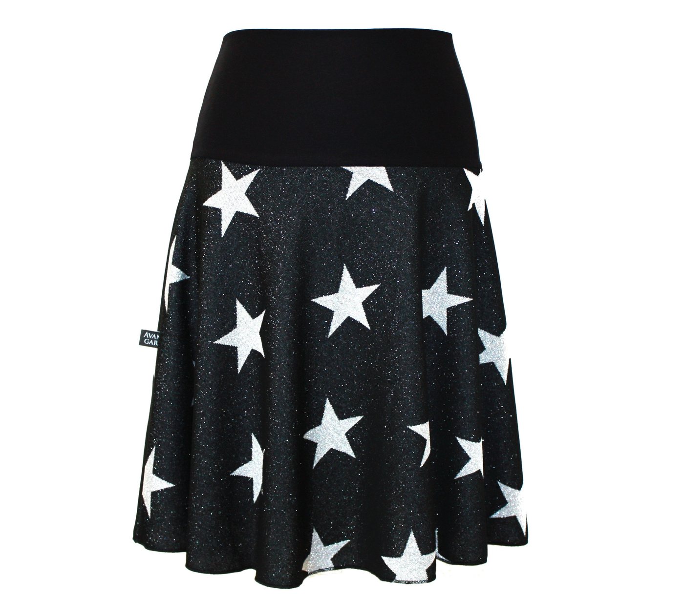 dunkle design Strickrock Schwarz Grau Blau Silber 57cm elastischer Bund von dunkle design