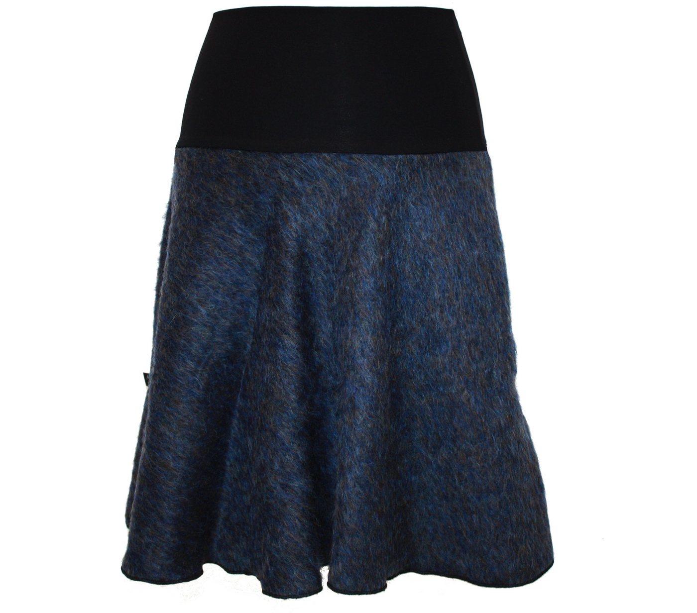 dunkle design Strickrock Wolle Schwarz Petrol - Blau Grau 57cm Fuzzy elastischer Bund von dunkle design