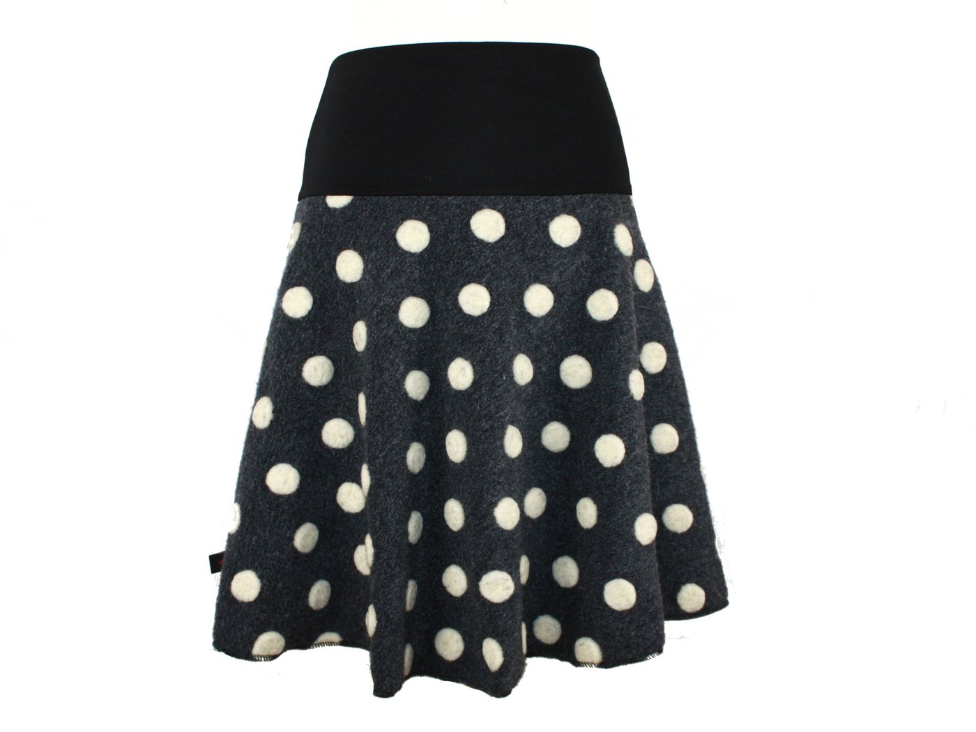 dunkle design Strickrock Wolle gewalkt Petrol Anthrazit Dots Elastischer Bund von dunkle design