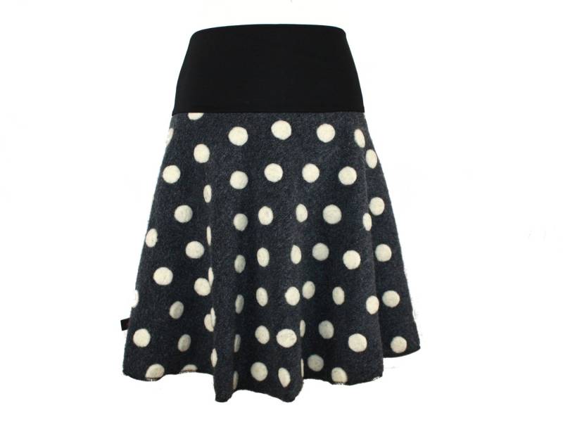 dunkle design Strickrock Wolle gewalkt Petrol Anthrazit Dots Elastischer Bund von dunkle design