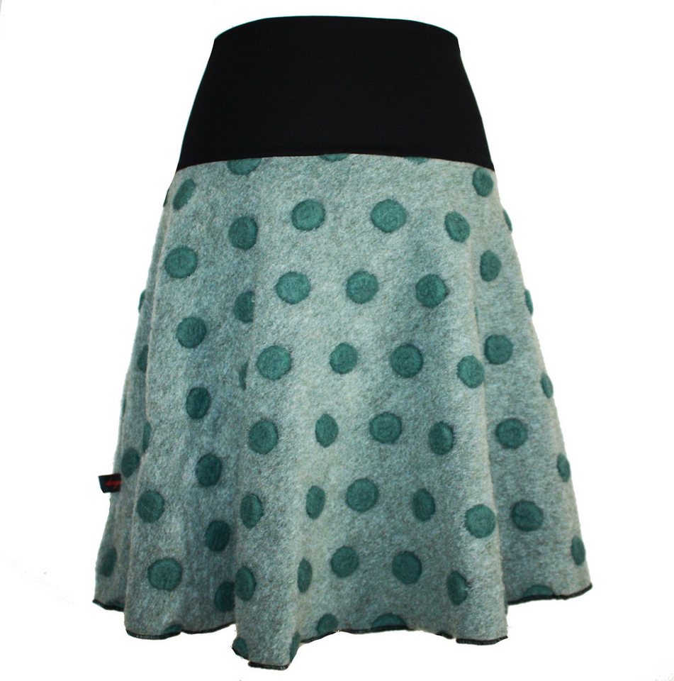 dunkle design Strickrock Wolle gewalkt Petrol Dots Elastischer Bund von dunkle design