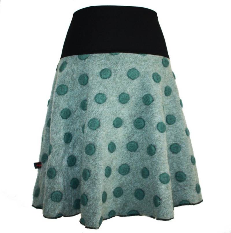 dunkle design Strickrock Wolle gewalkt Petrol Dots Elastischer Bund von dunkle design