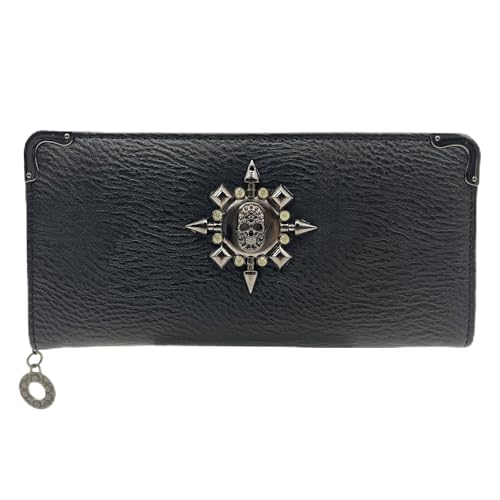 duoyif Gothic Geldbörse Totenkopf Damen, Gothic Portemonnaie Totenkopf, Skull Brieftasche, Punkrock Geldbörse Portmonee, Portemonnaie PU Leder Mit Reißverschluss Münztasche (Gotisch) von duoyif