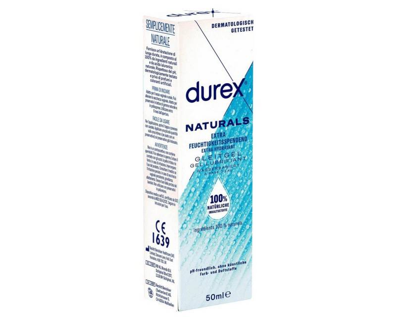 durex Gleitgel Naturals Extra Feuchtigkeitsspendend, Flasche mit 50ml, 1-tlg., Gleitgel aus 100% natürlichen Inhaltsstoffen von durex