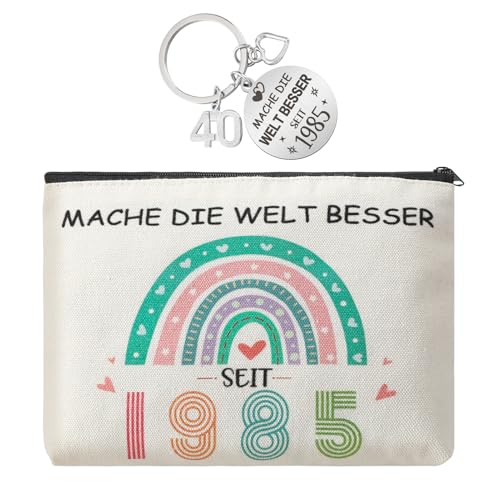 dusaniyali 40 Geburtstag Frauen 40. Geburtstag Kosmetiktasche für Frauen Schlüsselanhänger Geschenke zum 40 Geburtstag Frau Geburtstagsgeschenk für Damen Ehefrau Mutter Tante Lehrer Kollege von dusaniyali