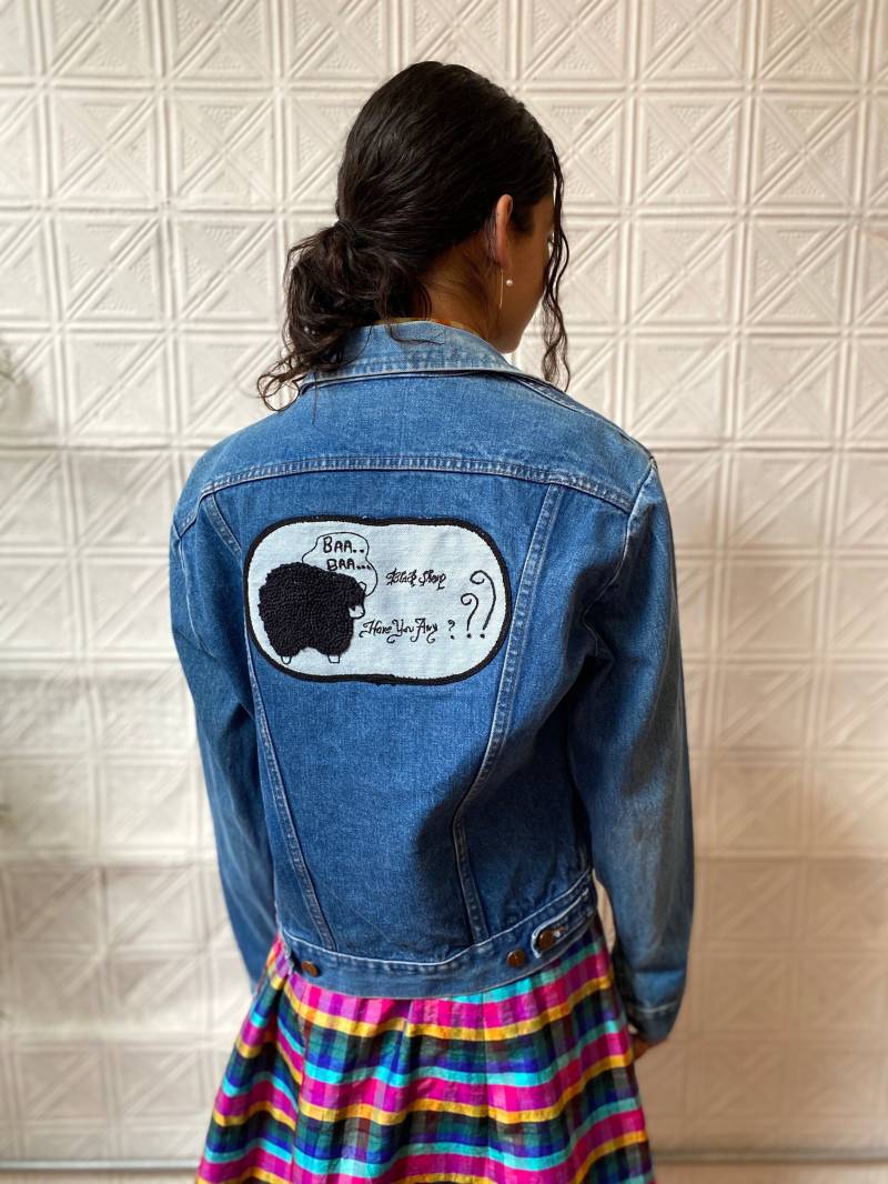 Seltene Vintage Maverick Jeansjacke 70Er Jahre Jeansjacke Mit Schaf-Aufnäher von dustyrosevintage